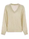 Brunello Cucinelli Sparkling Mohair And Wool Sweater In Cream