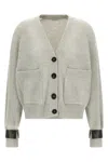 Brunello Cucinelli Ribbed Texture Cardigan Cuff Detail In Gray