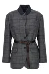 Brunello Cucinelli Women Monile Houndstooth Blazer In Gray