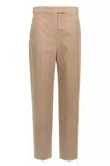 Brunello Cucinelli Cotton Trousers With Pockets And Belt Loops In Cream