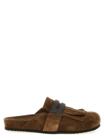 Brunello Cucinelli Women Monile Sabots In Brown