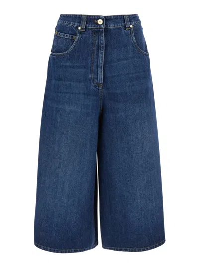 Brunello Cucinelli Denim Wide-leg Jeans For Women In Blue