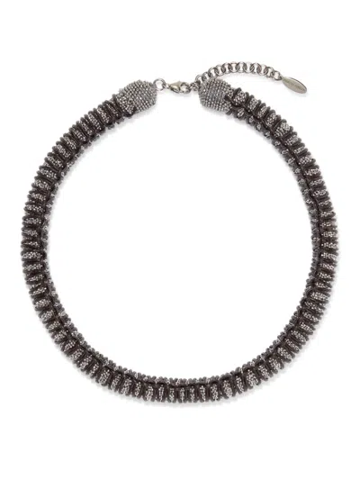 Brunello Cucinelli Monili Bead-embellished Choker Necklace In Black