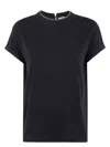 Brunello Cucinelli Monili Collar Round Neck Tee Shirt In Black