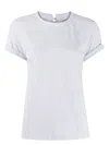 Brunello Cucinelli Stretch Cotton Jersey T-shirt With Precious Faux Layering In Grey