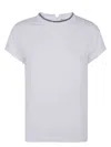 Brunello Cucinelli Stretch Cotton Jersey T-shirt With Precious Faux-layering In White