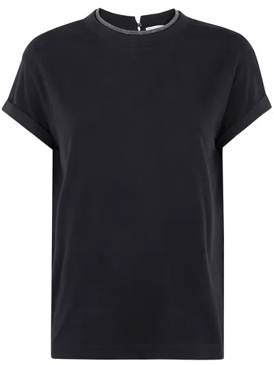 BRUNELLO CUCINELLI BRUNELLO CUCINELLI WOMEN MONILI COLLAR ROUND NECK TEE SHIRT