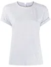 Brunello Cucinelli Stretch Cotton Jersey T-shirt With Precious Faux Layering In Gray