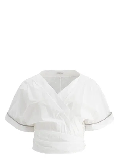 BRUNELLO CUCINELLI WOMEN'S MONILI EMBELLISHED BLOUSE SHIRT