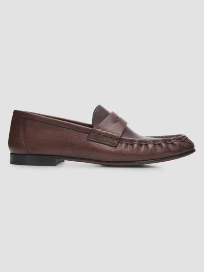 Brunello Cucinelli Women's Monili Leather Penny Loafers In Brown