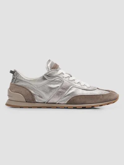 Brunello Cucinelli Leather Suede Sneakers Rubber Sole Pull Tab In Multi