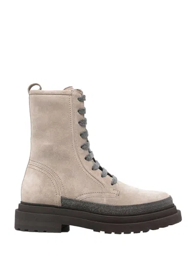 BRUNELLO CUCINELLI BRUNELLO CUCINELLI WOMEN MONILI SUEDE BOOTS BEIGE