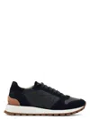 Brunello Cucinelli Woman Sneakers Black Size 7 Soft Leather, Textile Fibers In Black
