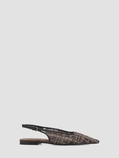Brunello Cucinelli Women's Monili-embroidered Check Flats In Multi