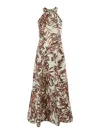 Brunello Cucinelli Multicolor Sleeveless Long Dress With All-over Herbarium Print In Multi