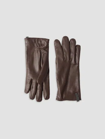 Brunello Cucinelli Women's Nappa Leather Gloves With Monili In Chocolate