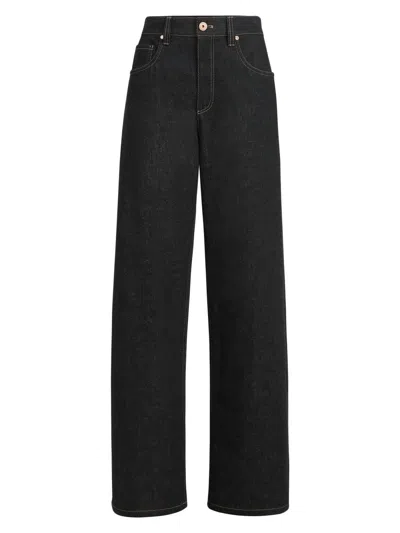 Brunello Cucinelli Women's No Fade Denim Loose Barrel Jeans In Black