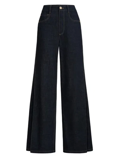 Brunello Cucinelli No-fade Denim Loose Barrel Trousers With Monili In Black