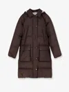 Brunello Cucinelli Women Nylon And Cotton Long Down Jacket In Brown