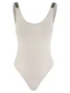 Brunello Cucinelli One-piece Swimming Costume In Techno Jersey With Necklace