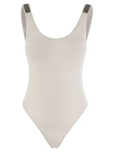Brunello Cucinelli Women One-piece Swimming Costume In Techno Jersey With Necklace
