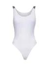 Brunello Cucinelli White Techno Jersey Precious Details One-piece Swimsuit In White