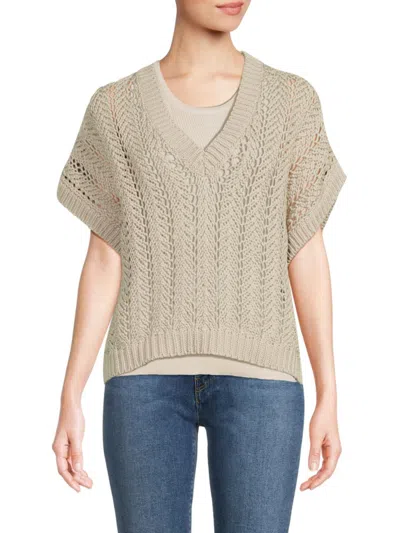 Brunello Cucinelli Women's Open Knit Cotton Sweater