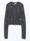 Brunello Cucinelli Women Open-knit Crewneck Sweater In Black
