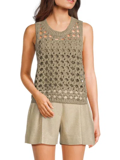 Brunello Cucinelli Perforated Cotton Blend Tank Top In Gray