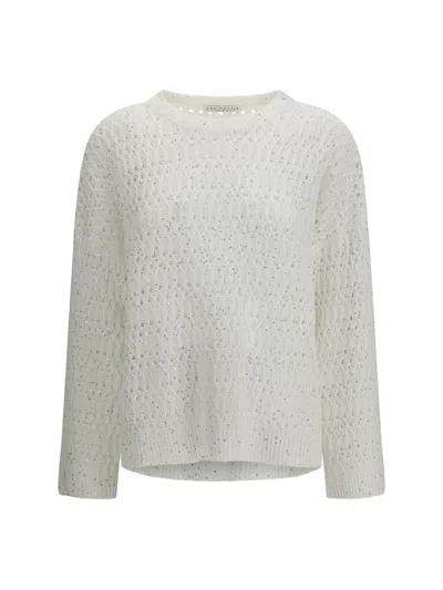 Brunello Cucinelli Women Openwork Sweater In White