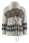 Brunello Cucinelli Multicolor Opera Prince Of Wales Cardigan In Gray