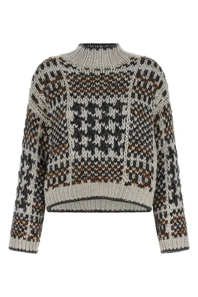 Brunello Cucinelli Multicolor Opera Sweater In Gray