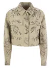 Brunello Cucinelli Women Outerwear In Cotton And Linen Canvas With Glistening Flora Embroidery