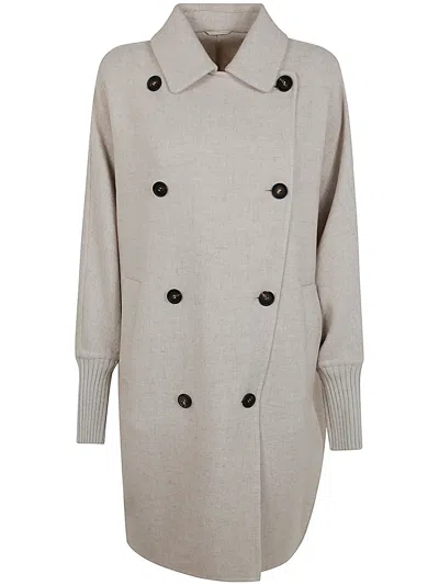 Brunello Cucinelli Women Over Peacoat Overcoat In Gray