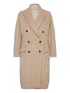 Brunello Cucinelli Boucle Double-breasted Coat Sequin Embellishment In Neutral