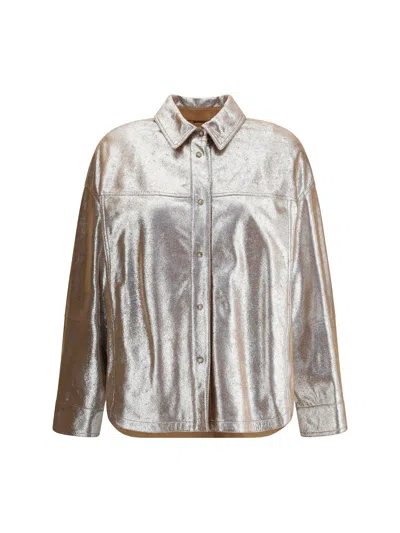 BRUNELLO CUCINELLI BRUNELLO CUCINELLI WOMEN OVERSIZE LEATHER SHIRT