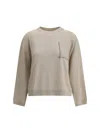Brunello Cucinelli Silk And Wool Blended Sweater In Neutral