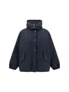 Brunello Cucinelli Puffer Jackets With Hood And Pockets In Blue