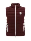 Brunello Cucinelli Bordeaux Sleeveless Down Jacket With Logo Patch On The Front In Burgundy