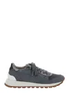 Brunello Cucinelli Low Top Sneakers With Contrast Sole And Textured Panels In Multi