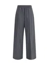 Brunello Cucinelli Pleated Wide-leg Linen Pull-on Trackpants In Gray
