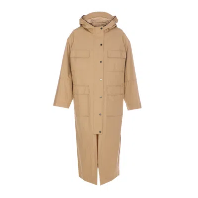 Brunello Cucinelli Women Panama Parka In Techno Cotton With Shiny Trim In Beige