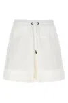 Brunello Cucinelli Women Stretch Cotton Lightweight French Terry Paneled Track Shorts In White