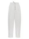 Brunello Cucinelli Relaxed-fit Trousers With High Waist And Drawstring Closure In C455