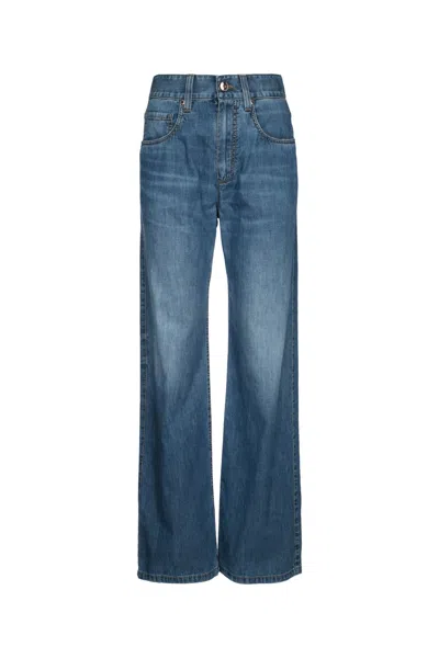 Brunello Cucinelli Women Pantalone Denim In Blue
