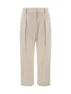 Brunello Cucinelli Beige Pants With Monil Detail On The Loop And Pences In White
