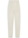Brunello Cucinelli Slouchy Trousers In Sparkling Linen Canvas With Jewellery In Multicolor