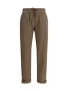 Brunello Cucinelli Cotton-silk Blend Joggers With Side Monile Detail In Brown