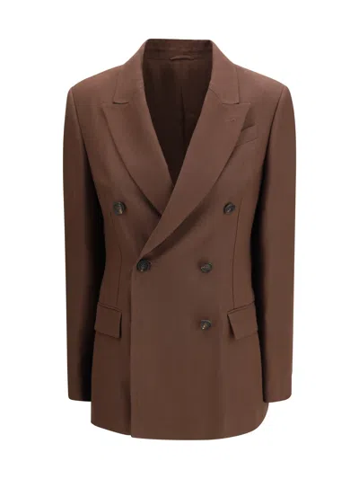 Brunello Cucinelli Women Peak Lapels Double-breasted Blazer In Brown