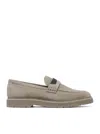 Brunello Cucinelli Suede Crystal-embellished Loafers In Gray